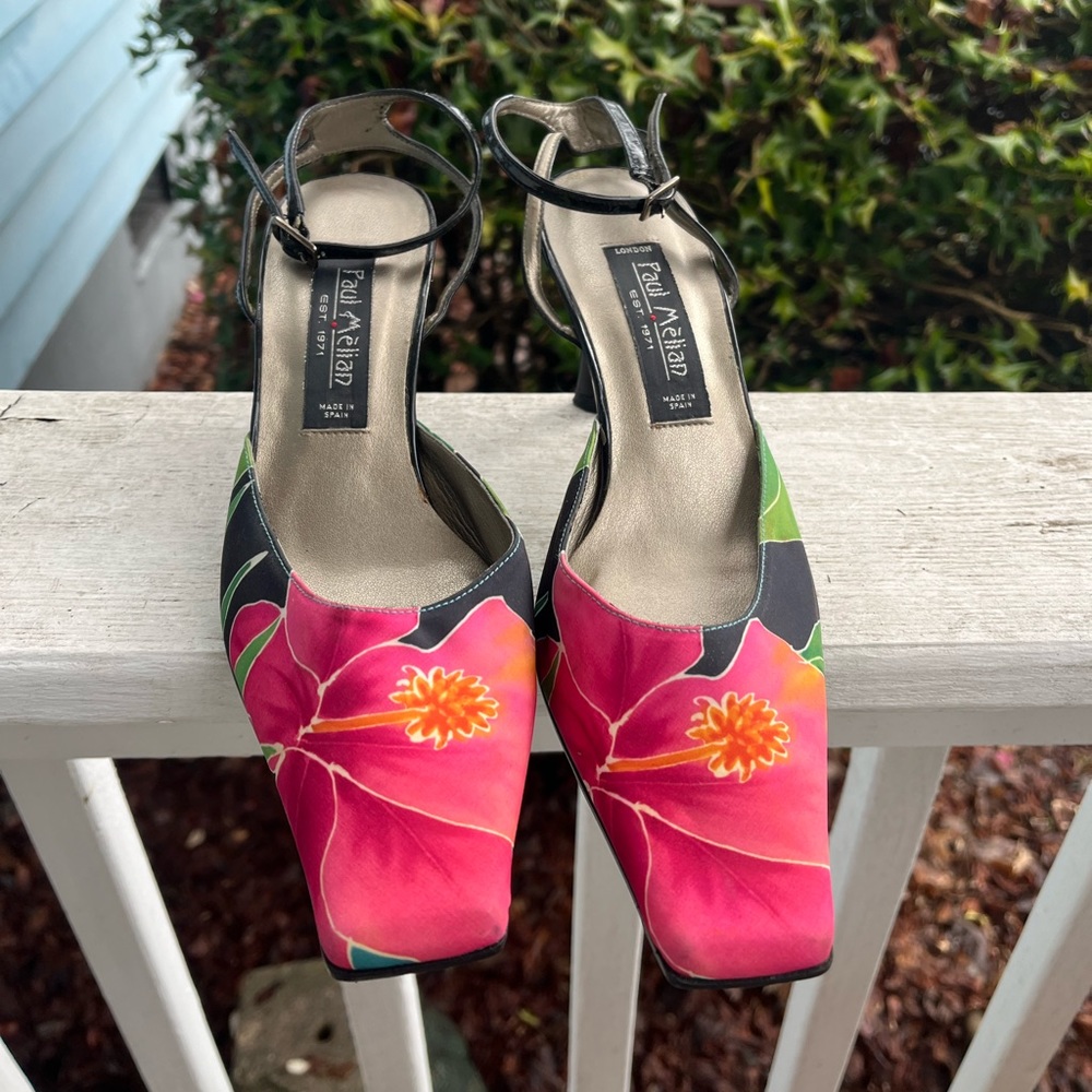 Paul Melian Women's Floral Slingback Heels Pumps Size 7